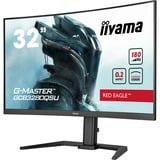 iiyama G-Master Red Eagle GCB3280QSU-B2 31.5" Curved gaming monitor Zwart, 180 Hz, HDMI, DisplayPort, USB, Audio, Adaptive Sync