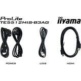 iiyama Prolite TE5512MIS-B3AG 55" 4K Ultra HD Public Display Zwart, 4K UHD, Touch, WiFi, VGA, HDMI, USB-C, LAN, Audio