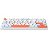 HelloGanss HS75T White Feather, toetsenbord Wit/lichtblauw, US lay-out, Gateron Yellow, 75%, RGB leds, PBT Doubleshot keycaps, hot swap, 2,4 GHz / Bluetooth / USB-C