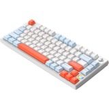 HelloGanss HS75T White Feather, toetsenbord Wit/lichtblauw, US lay-out, Gateron Yellow, 75%, RGB leds, PBT Doubleshot keycaps, hot swap, 2,4 GHz / Bluetooth / USB-C