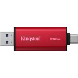 Kingston Dual Portable 512 GB externe SSD Rood/zwart, SPSD/512GB, USB-A 3.2 (10 Gbit/s), USB-C 3.2 (10 Gbit/s)