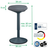 Leitz Ergo Wiebelkruk met Gasveer (57 - 82 cm) stoel Donkergrijs
