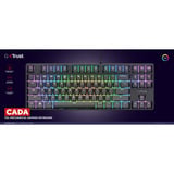Trust GXT 864 Cada Compact mechanisch TKL-gamingtoetsenbord Zwart, US lay-out (QWERTY), Huano Brown, RGB