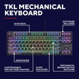 Trust GXT 864 Cada Compact mechanisch TKL-gamingtoetsenbord, gaming toetsenbord Zwart, US lay-out, Huano Brown, RGB