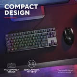 Trust GXT 864 Cada Compact mechanisch TKL-gamingtoetsenbord, gaming toetsenbord Zwart, US lay-out, Huano Brown, RGB