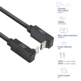 ACT Connectivity USB 3.2 USB-C (omhoog/omlaag haaks) naar USB-C (omhoog/omlaag haaks) kabel Zwart, 10 Gbit/s, 60W, 0,5 meter