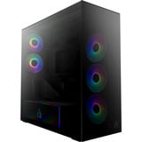 ARCTIC Xtender VG (Black) midi tower behuizing Zwart (mat) | 2x USB-A | 1x USB-C | RGB | Tempered Glass