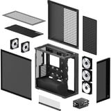 ARCTIC Xtender VG (Black) midi tower behuizing Zwart (mat) | 2x USB-A | 1x USB-C | RGB | Tempered Glass