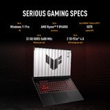 ASUS TUF Gaming A16 FA608UM-RV253W 16"  gaming laptop Grijs | Ryzen 7 260 | RTX 5060 | 16 GB | 1 TB SSD