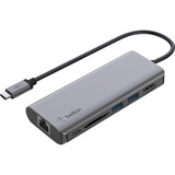 Belkin CONNECT Meerpoorts 6-in-1 USB-C-adapter dockingstation Zilver
