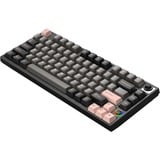 HelloGanss HS75T GC02, toetsenbord Zwart/roze, US lay-out, Gateron Yellow, 75%, RGB leds, PBT Doubleshot keycaps, hot swap, 2,4 GHz / Bluetooth / USB-C