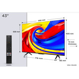 TCL 43QLED780L 4K Ultra HD Smart TV 43" Zwart, 3x HDMI, USB-A, LAN, WiFi 5, BlueTooth, USB-A