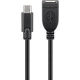 goobay USB-C > USB-A 2.0 verlengkabel Zwart, 0,2 meter