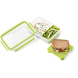 Emsa Clip & Go Brunchbox 1,2 L lunchbox Lichtgroen/transparant, Met roosterinzetstuk voor 2e niveau, extra inzetstuk voor snacks.