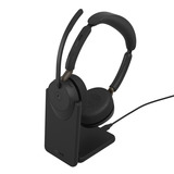 Jabra Evolve3 65 MS on-ear headset Zwart, Incl. oplaadstandaard, USB-C with Dongle, Bluetooth 5.3