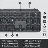 Logitech MX Keys Advanced Wireless Illuminated Keyboard, toetsenbord Zwart, US lay-out, Bluetooth 
