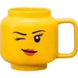 Room Copenhagen LEGO keramische mok - knipogend meisjeshoofd, groot Geel