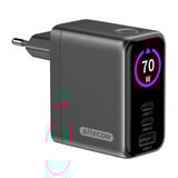 Sitecom 70W GaN Power Delivery Wall Charger with full color LED display oplader Zwart