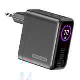 Sitecom 70W GaN Power Delivery Wall Charger with full color LED display oplader Zwart