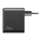 Sitecom 70W GaN Power Delivery Wall Charger with full color LED display oplader Zwart