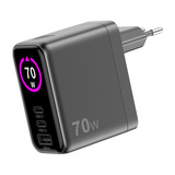 Sitecom 70W GaN Power Delivery oplader met led-scherm Zwart, 2x USB-C, 1x USB-A