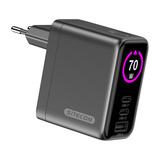 Sitecom 70W GaN Power Delivery oplader met led-scherm Zwart, 2x USB-C, 1x USB-A