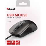 Trust Carve USB Mouse Zwart, 1200 Dpi