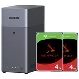 UGREEN DH2300 incl. 2x Seagate IronWolf 4 TB harde schijf nas Grijs, 1GbE, HDMI, USB