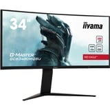 iiyama G-Master Red Eagle GCB3480WQSU-B1 34" Curved UltraWide gaming monitor Zwart (mat), 180 Hz, HDMI, DisplayPort, Audio