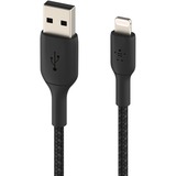 Belkin BOOSTCHARGE gevlochten Lightning/USB-A kabel Zwart, 15 centimeter