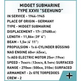 COBI U-Boat XXVII Seehund Constructiespeelgoed Schaal 1:72