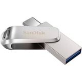 SanDisk Ultra Dual Drive Luxe 1 TB usb-stick Zilver, USB-A 3.2 Gen 1, USB-C 3.2 Gen 1