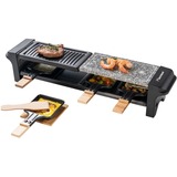 Bestron ARG200BW Raclette met natuurgrillsteen en grillplaat gourmetstel Zwart/houtkleur