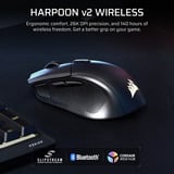 Corsair HARPOON v2 WIRELESS gaming muis Zwart, 100 - 26.000 DPI, RGB, USB 2.0 / 2,4GHz / Bluetooth