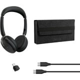 Jabra Evolve2 65 Flex Duo, MS on-ear headset Zwart, Stereo, USB-C, Link380c, Microsoft Teams