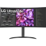 LG UltraWide 34WQ75C 34" Curved UltraWide Monitor Zwart, 2x HDMI, 1x DisplayPort, 1x USB-A 2.0, 4x USB-A 3.2 (5 Gbit/s), 1x USB-C, 1x RJ-45