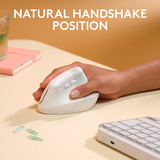 Logitech Lift voor Mac Verticale Ergonomische Muis - Rechtshandig Wit, 400 - 4000 dpi, Bluetooth Low Energy