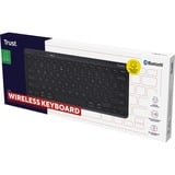 Trust Lyra Compact draadloos toetsenbord Zwart, US lay-out, Scissor switches, 2,4 GHz USB, Bluetooth, 65%
