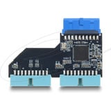 DeLOCK USB 5 Gbps Hub 20 pin header female to 2 x USB 5 Gbps 20 pin header male adapter Blauw
