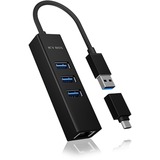 ICY BOX IB-HUB1419-LAN usb-hub Zwart, USB-A/ USB-C