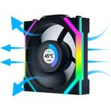 Lian Li UNI FAN SL120 LCD Wireless Reverse Blade case fan Zwart, 4-pin PWM fan-connector
