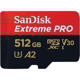 SanDisk Extreme PRO 512 GB microSDXC geheugenkaart UHS-I U3, Class 10, V30, A2, Incl. SD Adapter