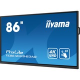 iiyama Prolite TE8612MIS-B3AG 85.6" 4K Ultra HD Public Display Zwart, 4K UHD, Touch, WiFi, VGA, HDMI, USB-C, LAN, Audio
