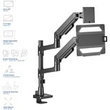 ACT Connectivity Monitorarm met laptophouder office premium, gasveer, paalbevestiging, 1 monitor Zwart