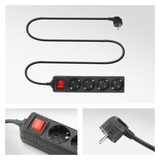 ACT Connectivity Stekkerdoos met lichtgevende schakelaar, 4 sockets, 2 m, zwart Zwart
