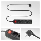 ACT Connectivity Stekkerdoos met lichtgevende schakelaar, 4 sockets, 2 m, zwart stekkerdoos Zwart