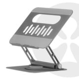 Club 3D CSV-2554 Verstelbare aluminium laptopstandaard met USB-C hub Zilver, 4K60Hz, PD 100W, 360° rotatie 