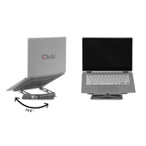 Club 3D CSV-2554 Verstelbare aluminium laptopstandaard met USB-C hub Zilver, 4K60Hz, PD 100W, 360° rotatie 
