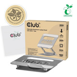 Club 3D CSV-2554 Verstelbare aluminium laptopstandaard met USB-C hub Zilver, 4K60Hz, PD 100W, 360° rotatie 