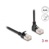 DeLOCK RJ45 Network Cable Cat.6A S/FTP Slim 90° upwards angled / straight 3 m kabel Zwart